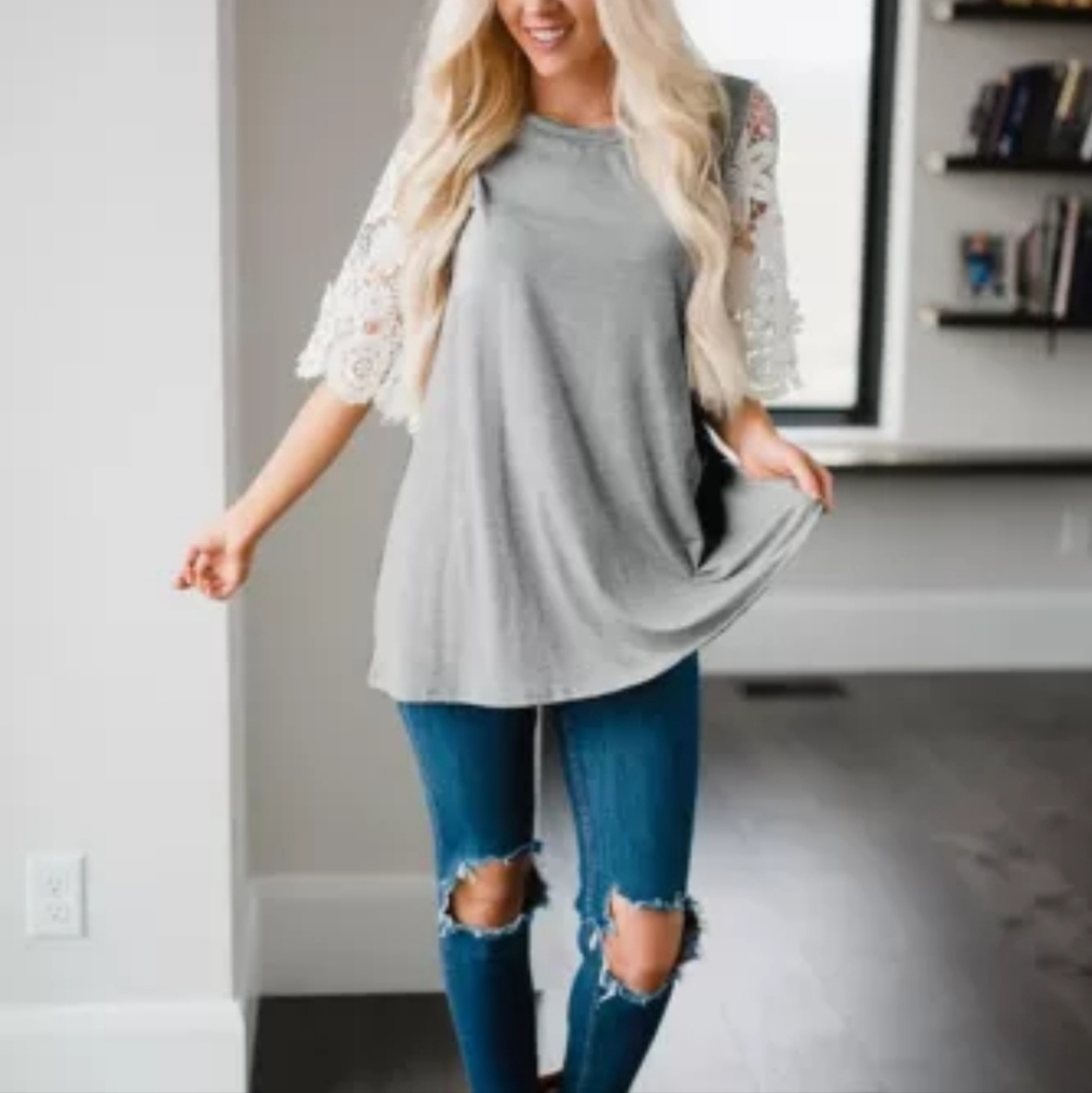 🥳New lace sleeve tunic top - Picture 4 of 13